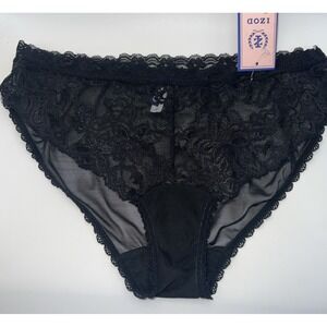 NWT Izod Intimates Women L Lace Brief Underwear Panty Black Style 801225IZ